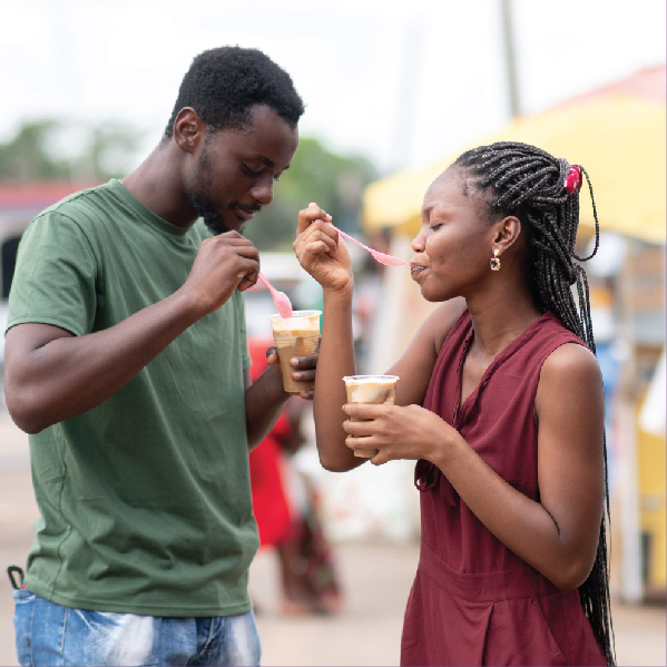 Students enjoying a Magnitude of Flavours smoothie